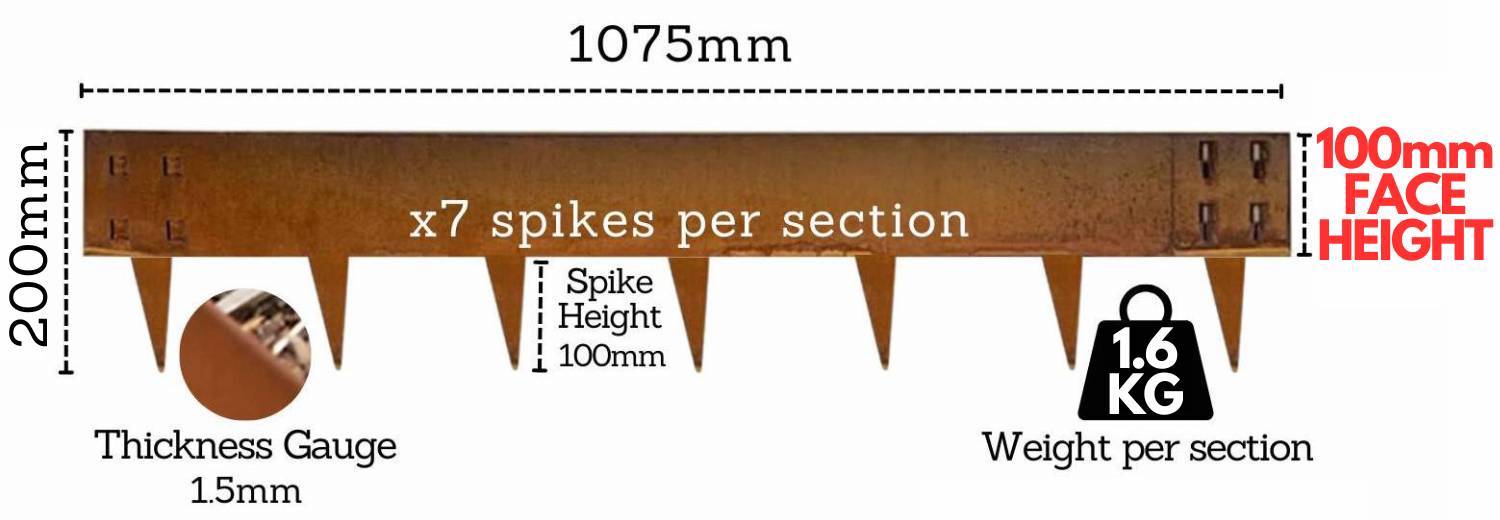 Corten Steel Garden Edge | Corten Metal Edging | Steel Corten Edging (per m) 19 buy 100mm coreten metal border edging online